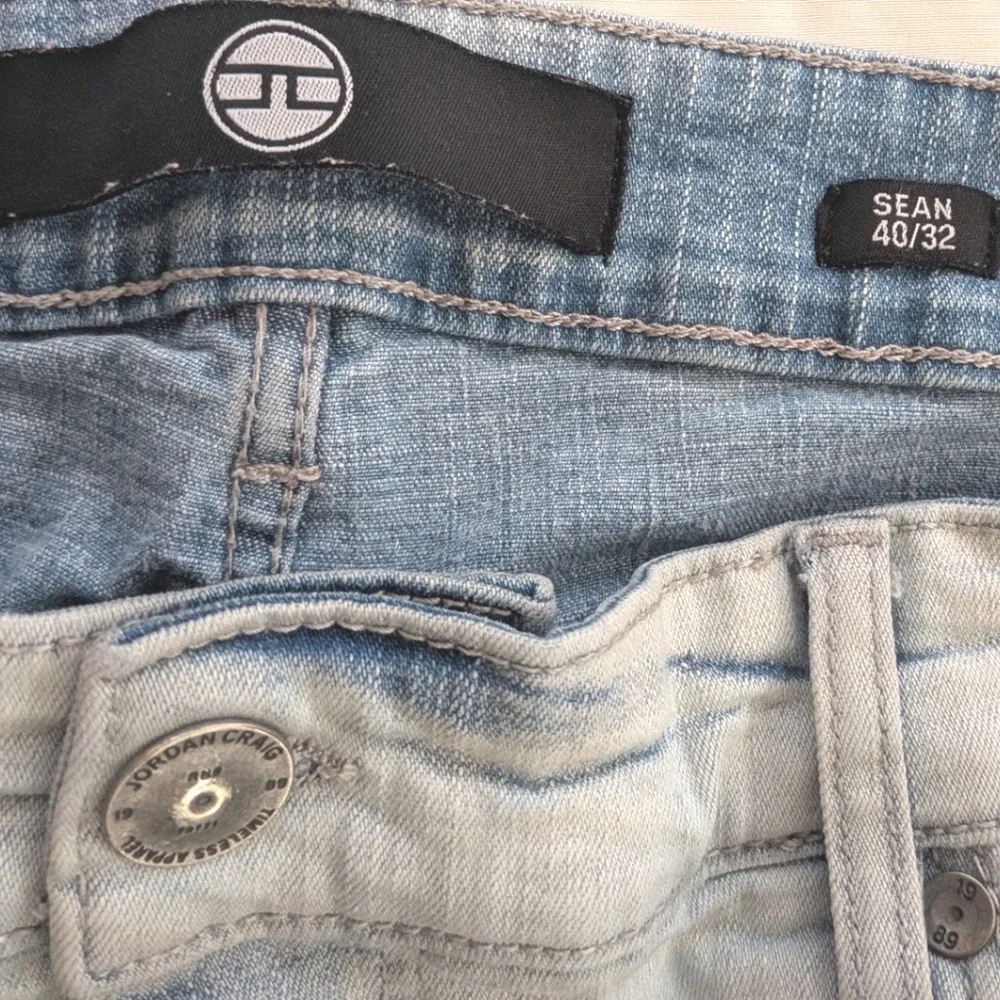 Jordan Craig Sean Distressed Slim Fit Light Wash Denim Jeans Mens‎ 40x32 Ripped